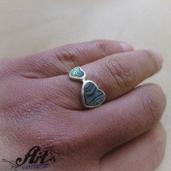 Сребърен пръстен с цветен седеф "Сърце"  R-859